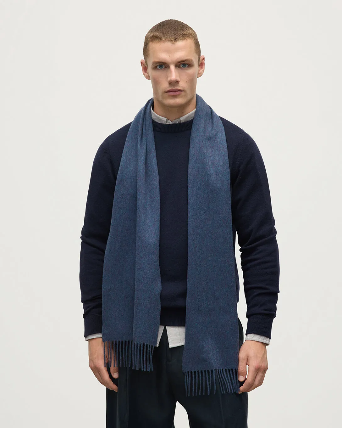 Navy Cashmere Scarf sold by Johnstons of Elgin product image thumbnail 2