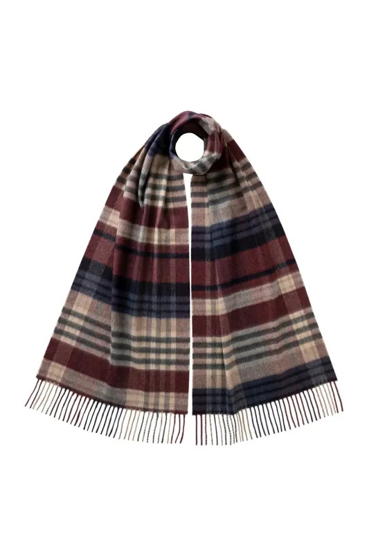 Oversized Check Purple Merino Scarf sold by Johnstons of Elgin