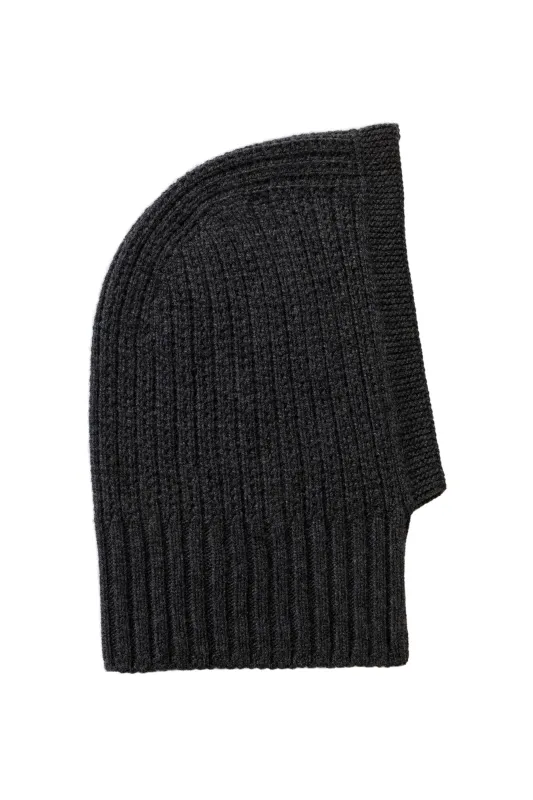 Waffle Stitch Dark Grey Cashmere Hood sold by Johnstons of Elgin