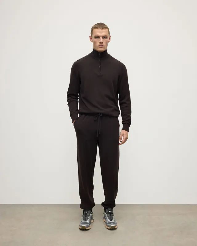 Tapered Cashmere Dark Brown Joggers made by Johnstons of Elgin
