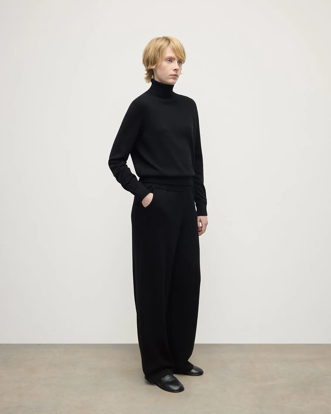 Wide Leg Black Cashmere Trousers sold by Johnstons of Elgin product image thumbnail 3