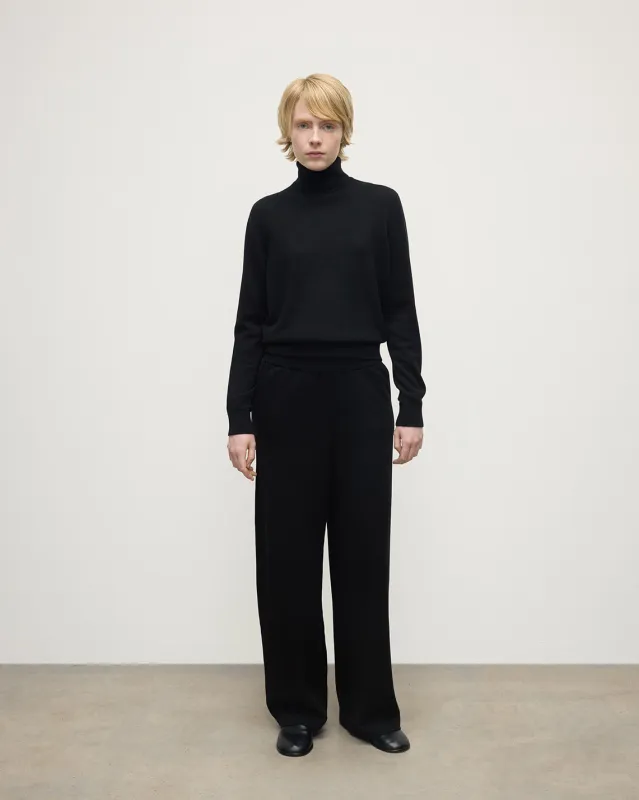 Wide Leg Black Cashmere Trousers sold by Johnstons of Elgin