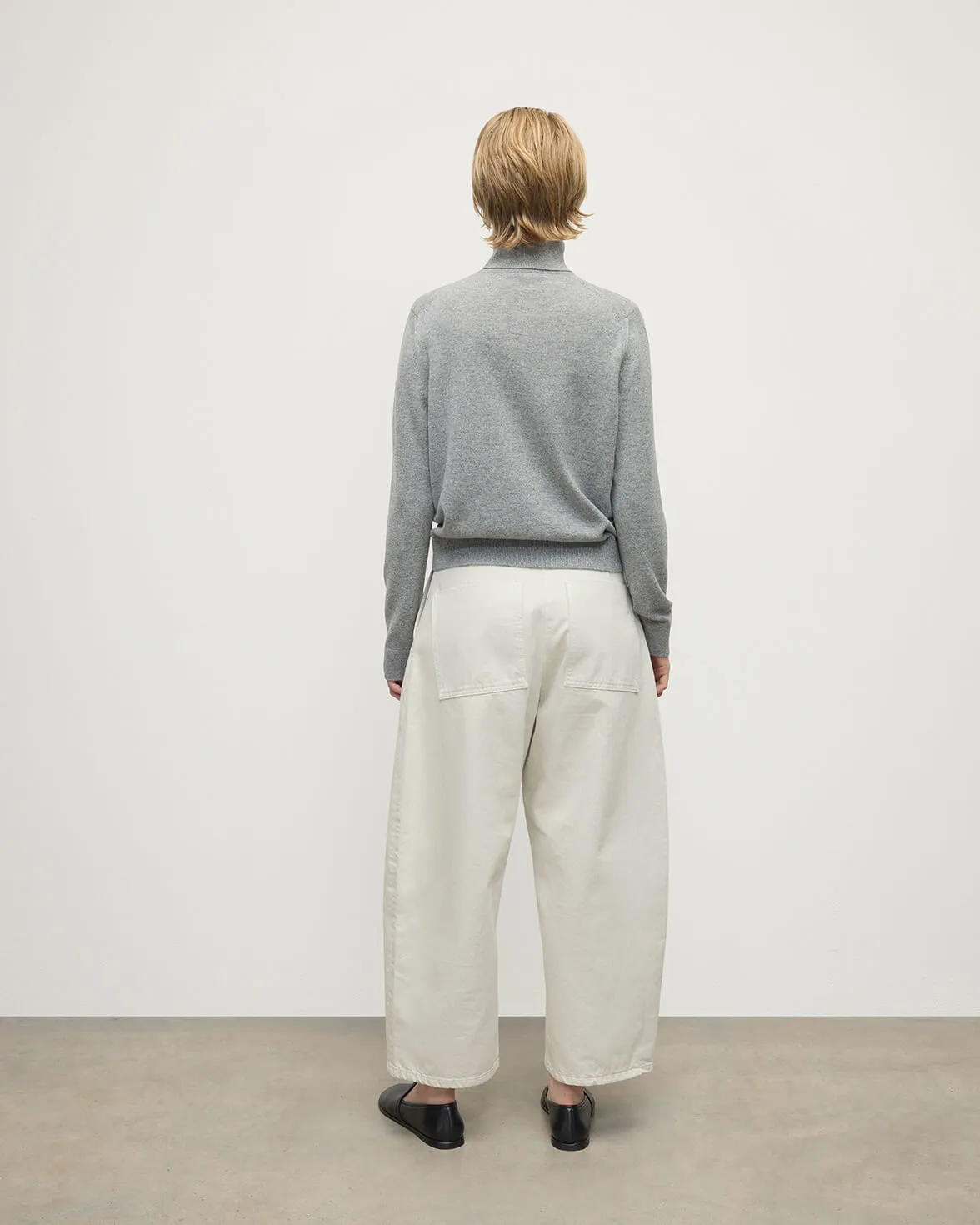 Classic Cashmere Light Grey Roll Neck Jumper sold by Johnstons of Elgin product image thumbnail 4