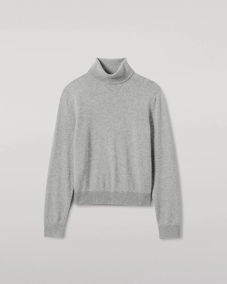 Classic Cashmere Light Grey Roll Neck Jumper sold by Johnstons of Elgin product image thumbnail 2
