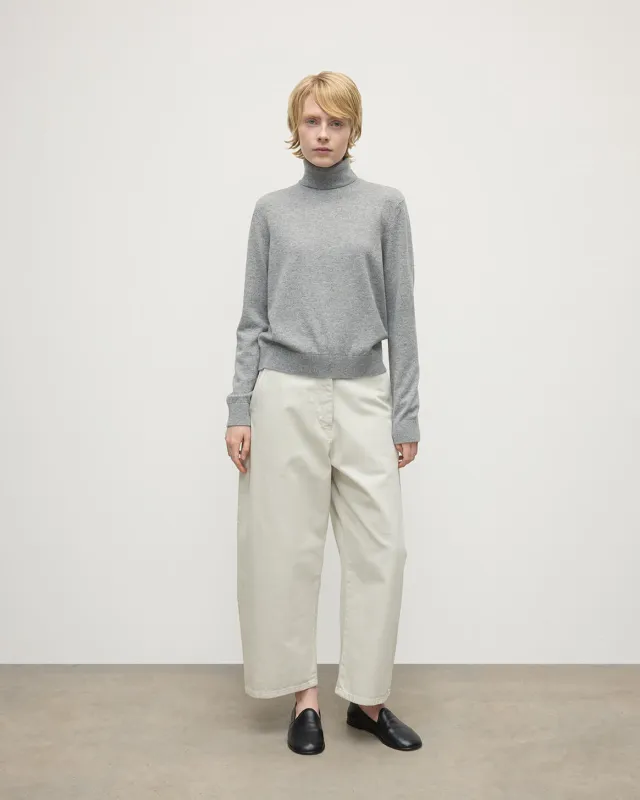 Classic Cashmere Light Grey Roll Neck Jumper sold by Johnstons of Elgin