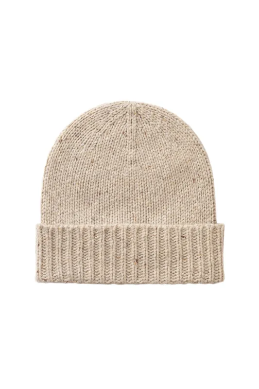 Donegal Cashmere Cream Beanie sold by Johnstons of Elgin