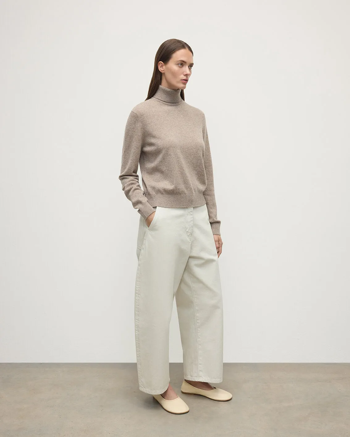 Classic Cashmere Light Brown Roll Neck Jumper sold by Johnstons of Elgin product image thumbnail 3