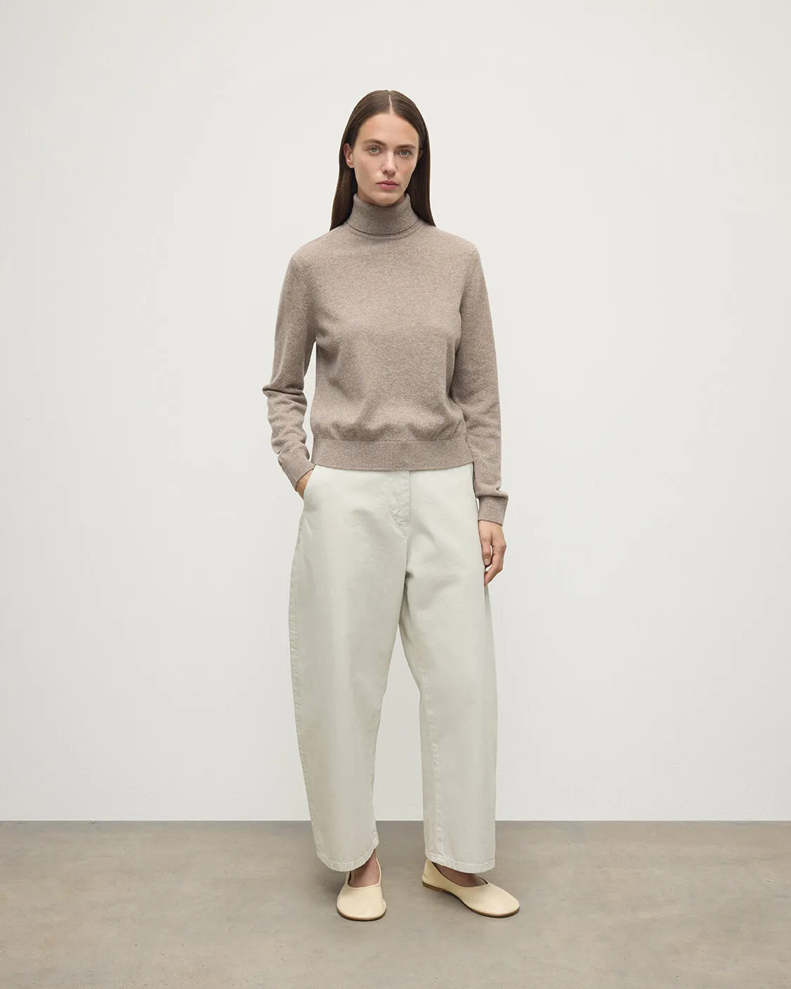 Classic Cashmere Light Brown Roll Neck Jumper sold by Johnstons of Elgin