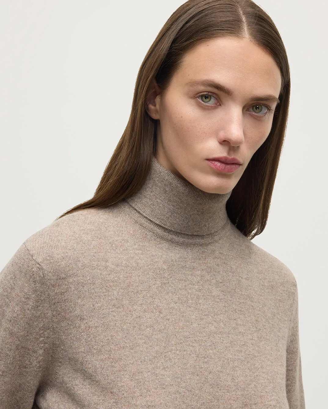 Classic Cashmere Light Brown Roll Neck Jumper sold by Johnstons of Elgin product image thumbnail 5