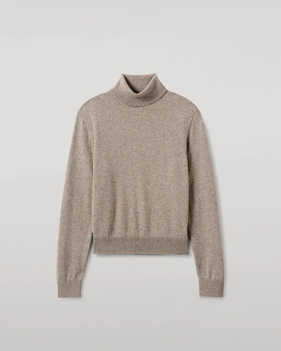 Classic Cashmere Light Brown Roll Neck Jumper sold by Johnstons of Elgin product image thumbnail 2