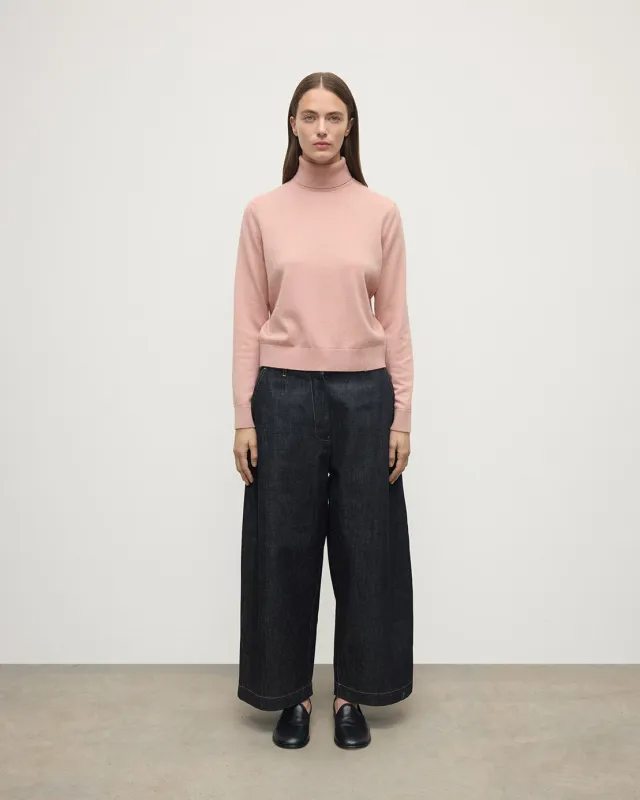 Classic Cashmere Pink Roll Neck Jumper sold by Johnstons of Elgin