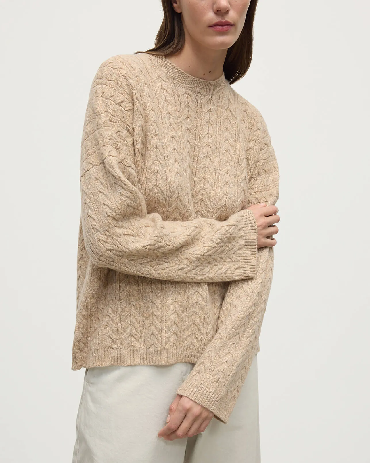 Cable Knit Natural Cashmere Jumper sold by Johnstons of Elgin product image thumbnail 5