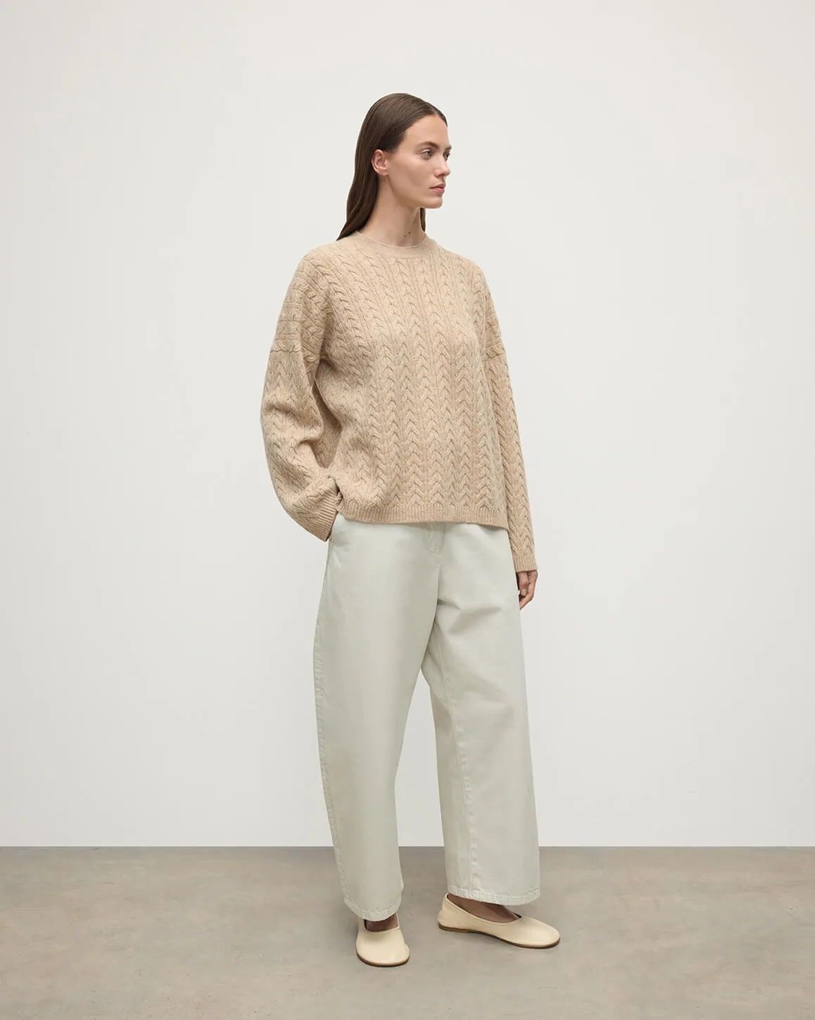 Cable Knit Natural Cashmere Jumper sold by Johnstons of Elgin product image thumbnail 3