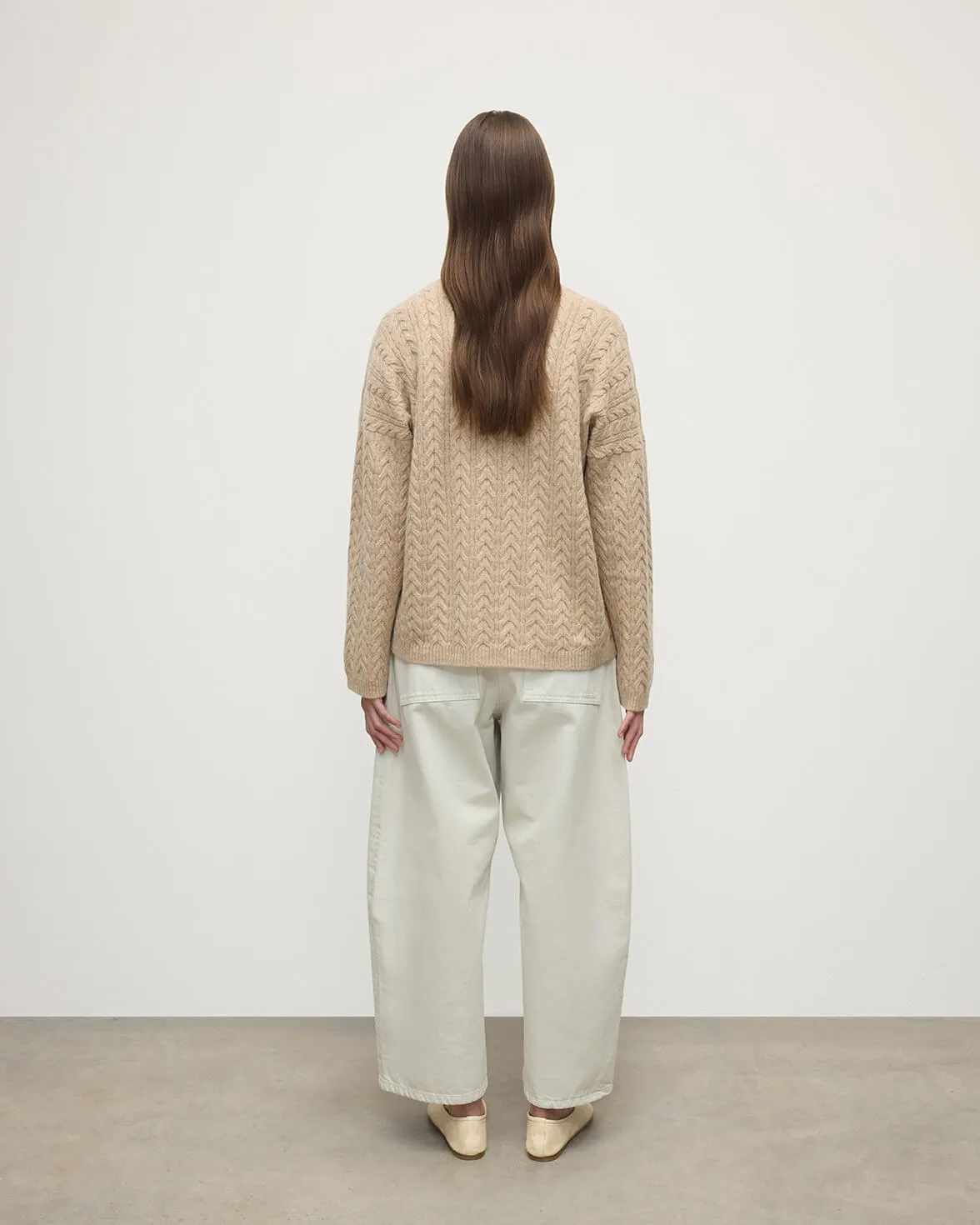 Cable Knit Natural Cashmere Jumper sold by Johnstons of Elgin product image thumbnail 4