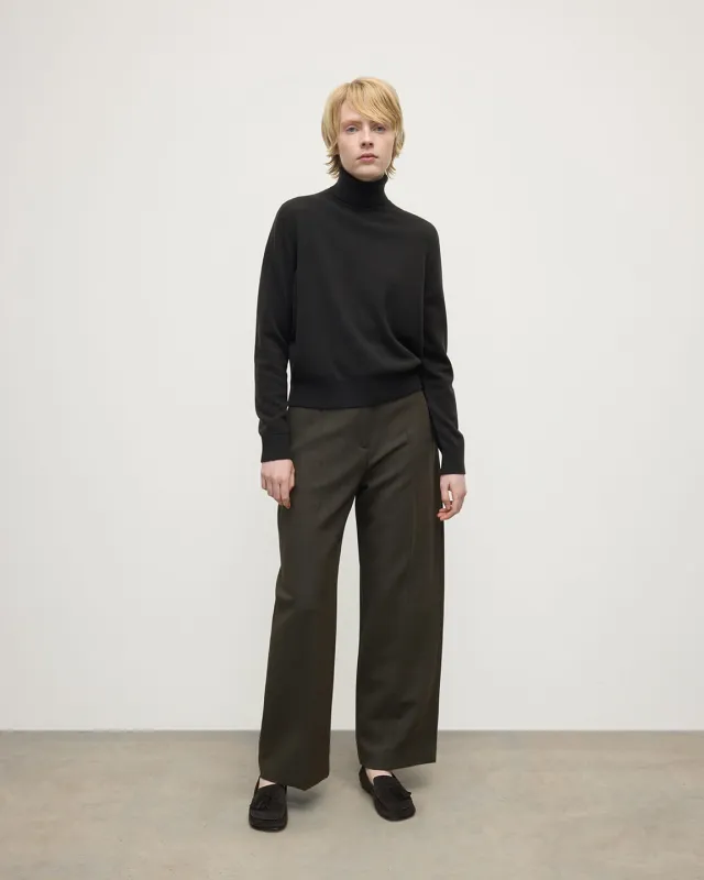 Classic Cashmere Dark Grey Roll Neck Jumper sold by Johnstons of Elgin