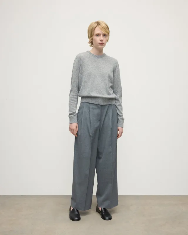 Classic Cashmere Light Grey Round Neck Jumper sold by Johnstons of Elgin