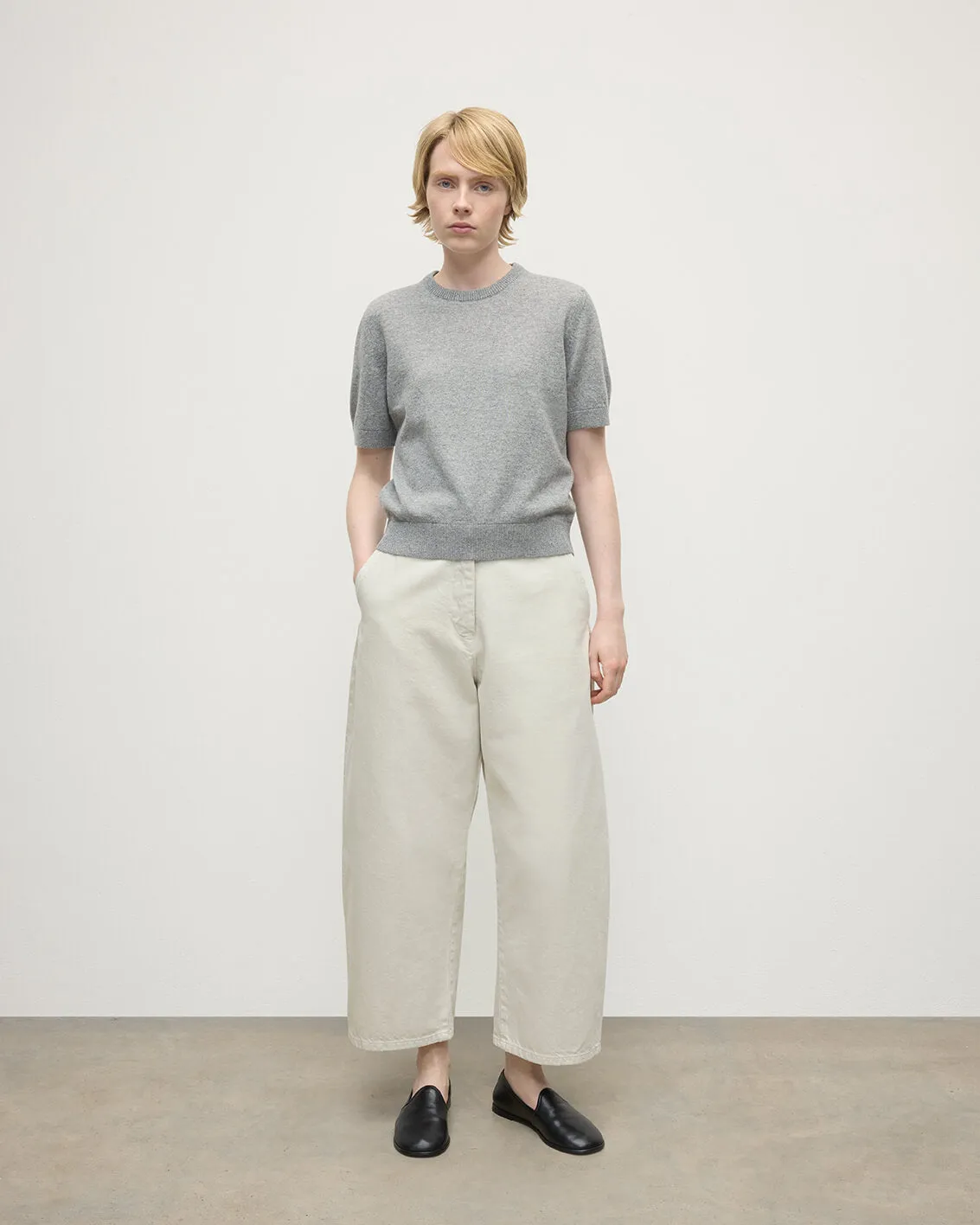 Classic Cashmere Light Grey T-shirt sold by Johnstons of Elgin