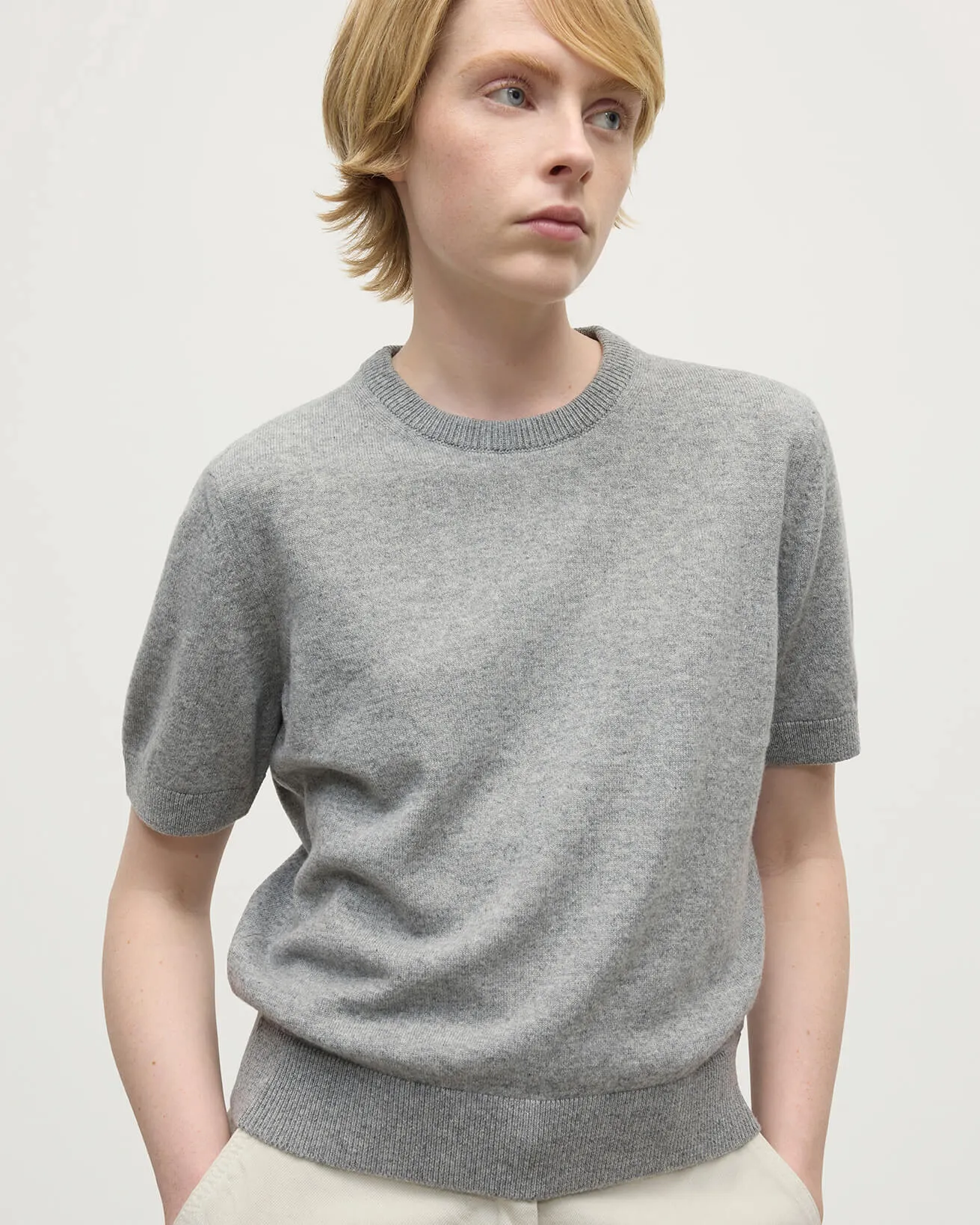 Classic Cashmere Light Grey T-shirt sold by Johnstons of Elgin product image thumbnail 5