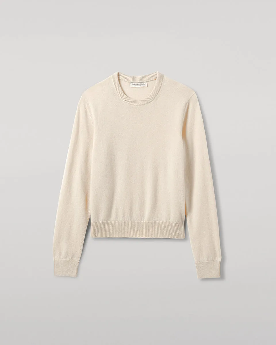 Classic Cashmere Cream Round Neck Jumper sold by Johnstons of Elgin product image thumbnail 2