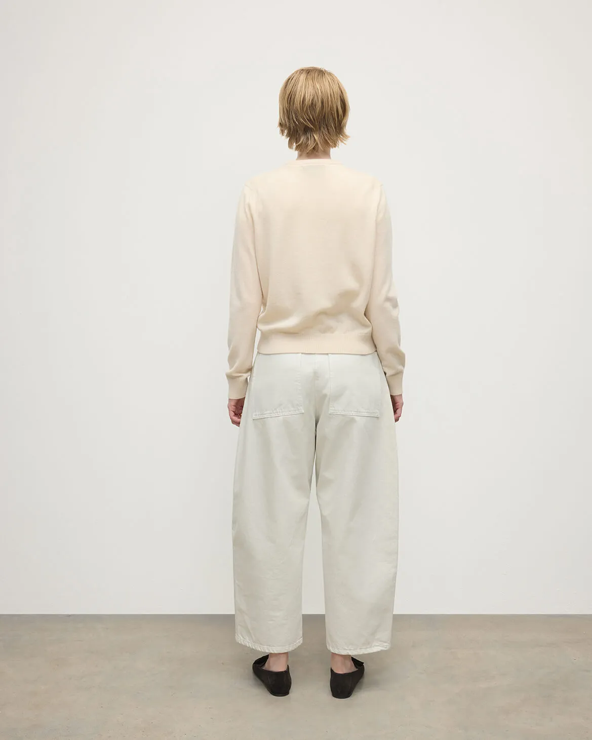 Classic Cashmere Cream Round Neck Jumper sold by Johnstons of Elgin product image thumbnail 4