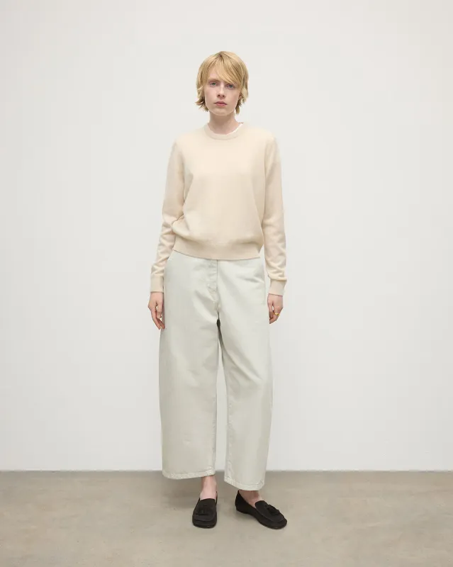 Classic Cashmere Cream Round Neck Jumper sold by Johnstons of Elgin