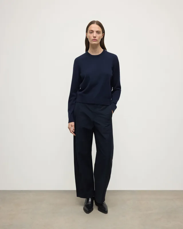 Classic Cashmere Dark Navy Round Neck Jumper sold by Johnstons of Elgin