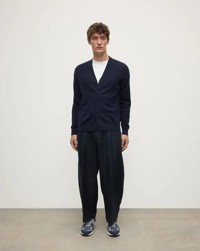 Rory Dark Navy Classic Cashmere Cardigan sold by Johnstons of Elgin