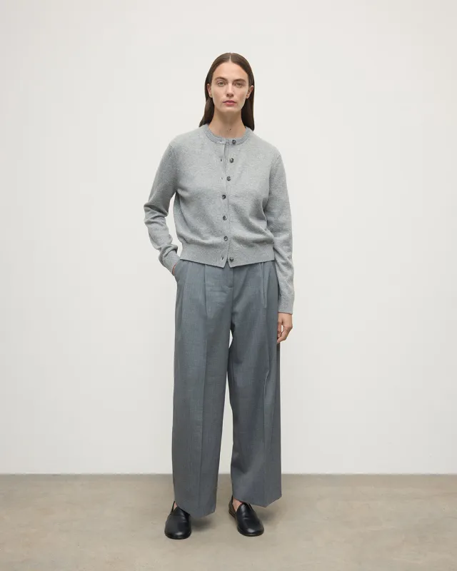 Classic Cashmere Light Grey Cardigan sold by Johnstons of Elgin