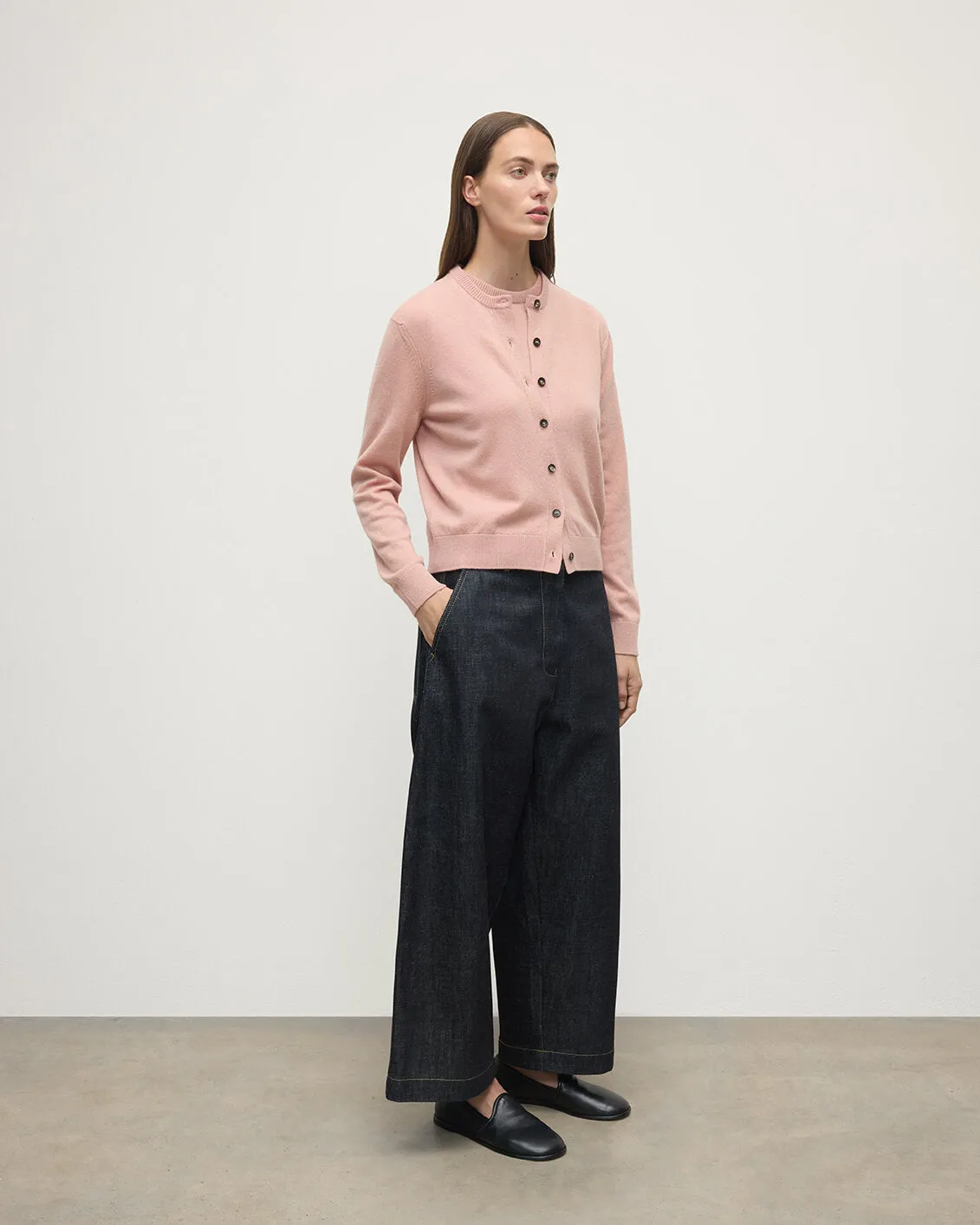 Classic Cashmere Pink Cardigan sold by Johnstons of Elgin