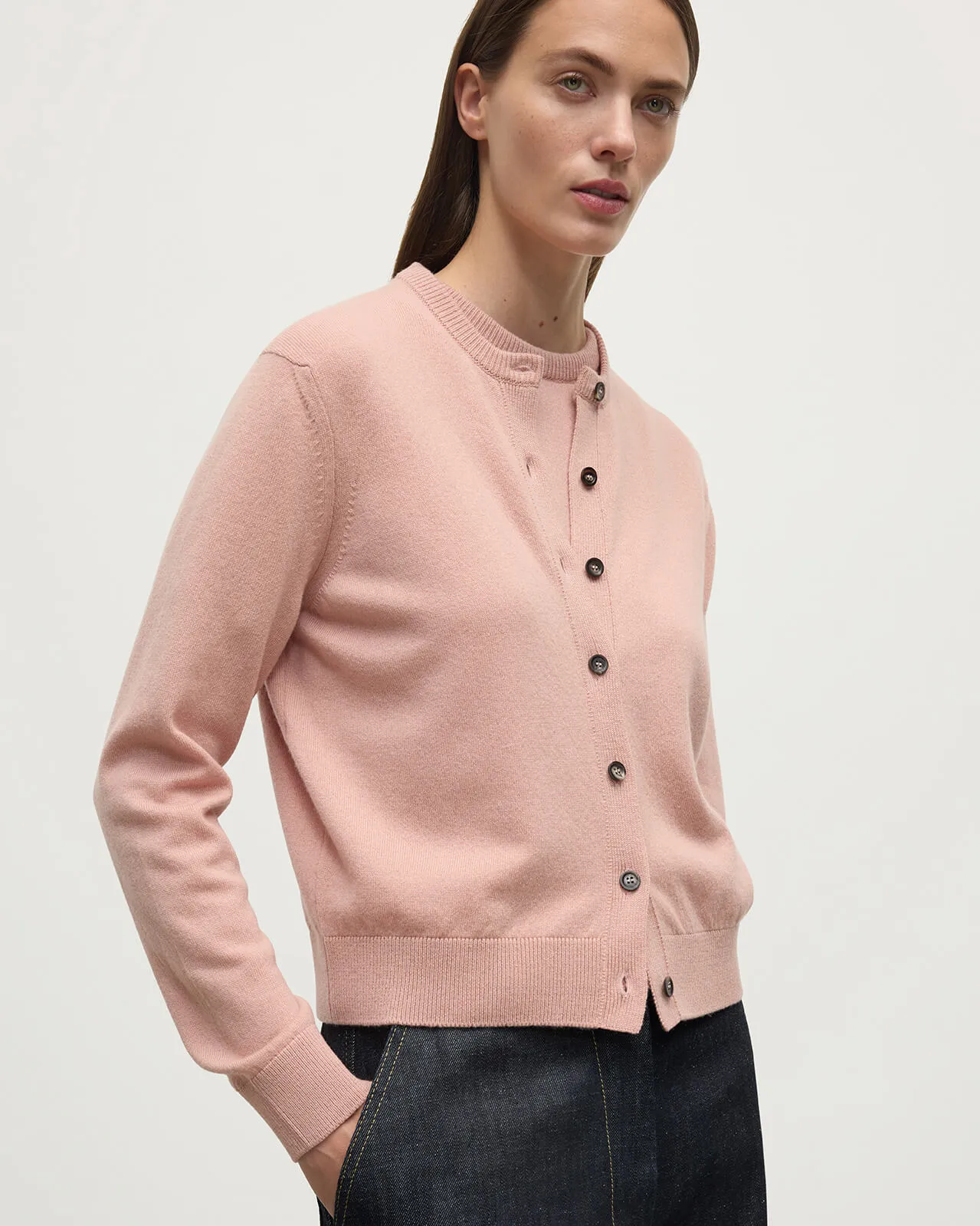Classic Cashmere Pink Cardigan sold by Johnstons of Elgin product image thumbnail 5