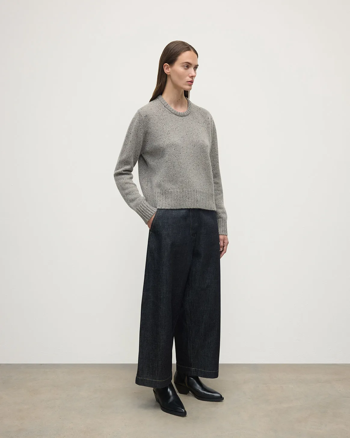 Donegal Cashmere Grey Jumper sold by Johnstons of Elgin product image thumbnail 3