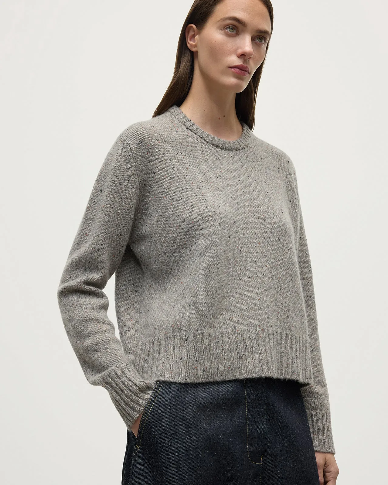 Donegal Cashmere Grey Jumper sold by Johnstons of Elgin product image thumbnail 5