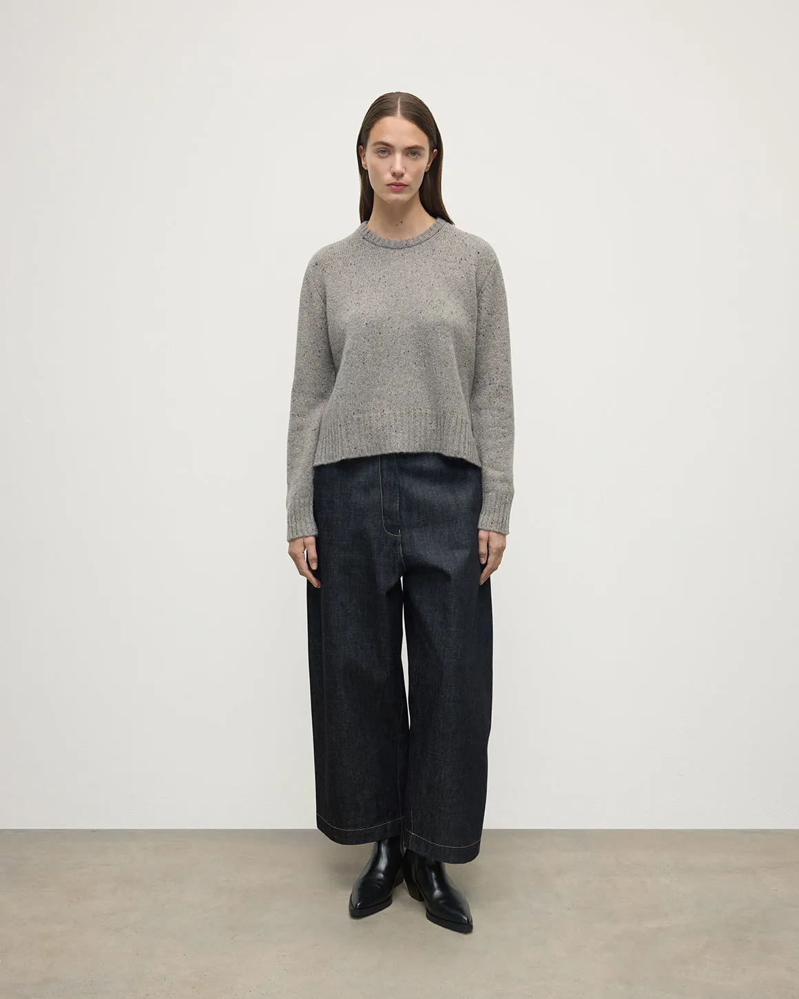 Donegal Cashmere Grey Jumper sold by Johnstons of Elgin