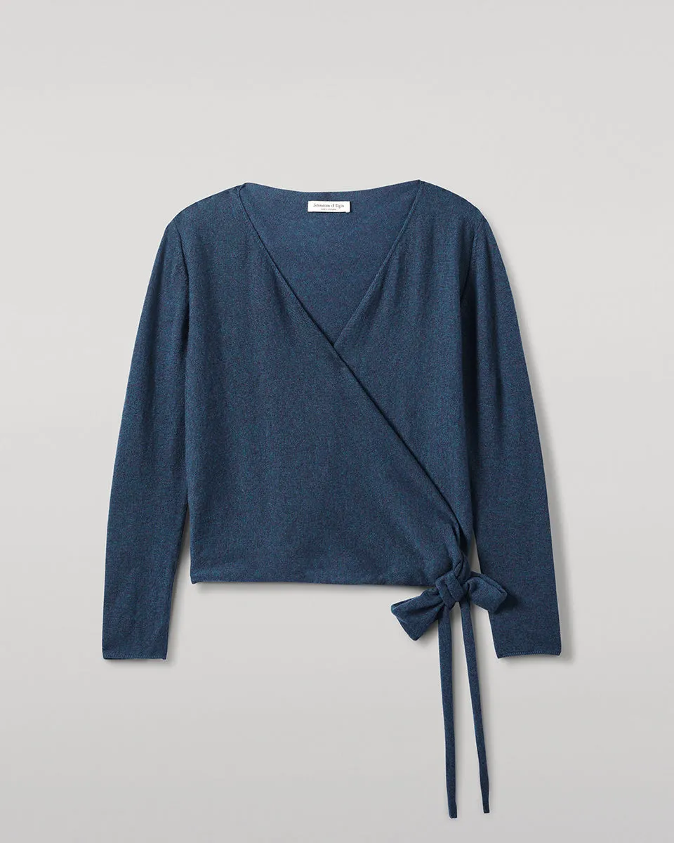 Ballet Wrap Navy Cashmere Cardigan sold by Johnstons of Elgin product image thumbnail 2