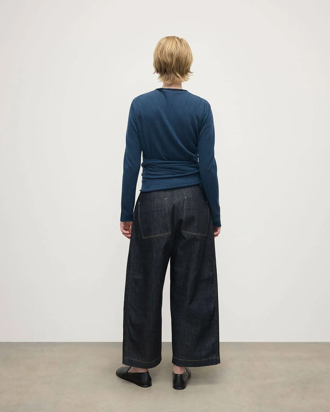 Ballet Wrap Navy Cashmere Cardigan sold by Johnstons of Elgin product image thumbnail 4