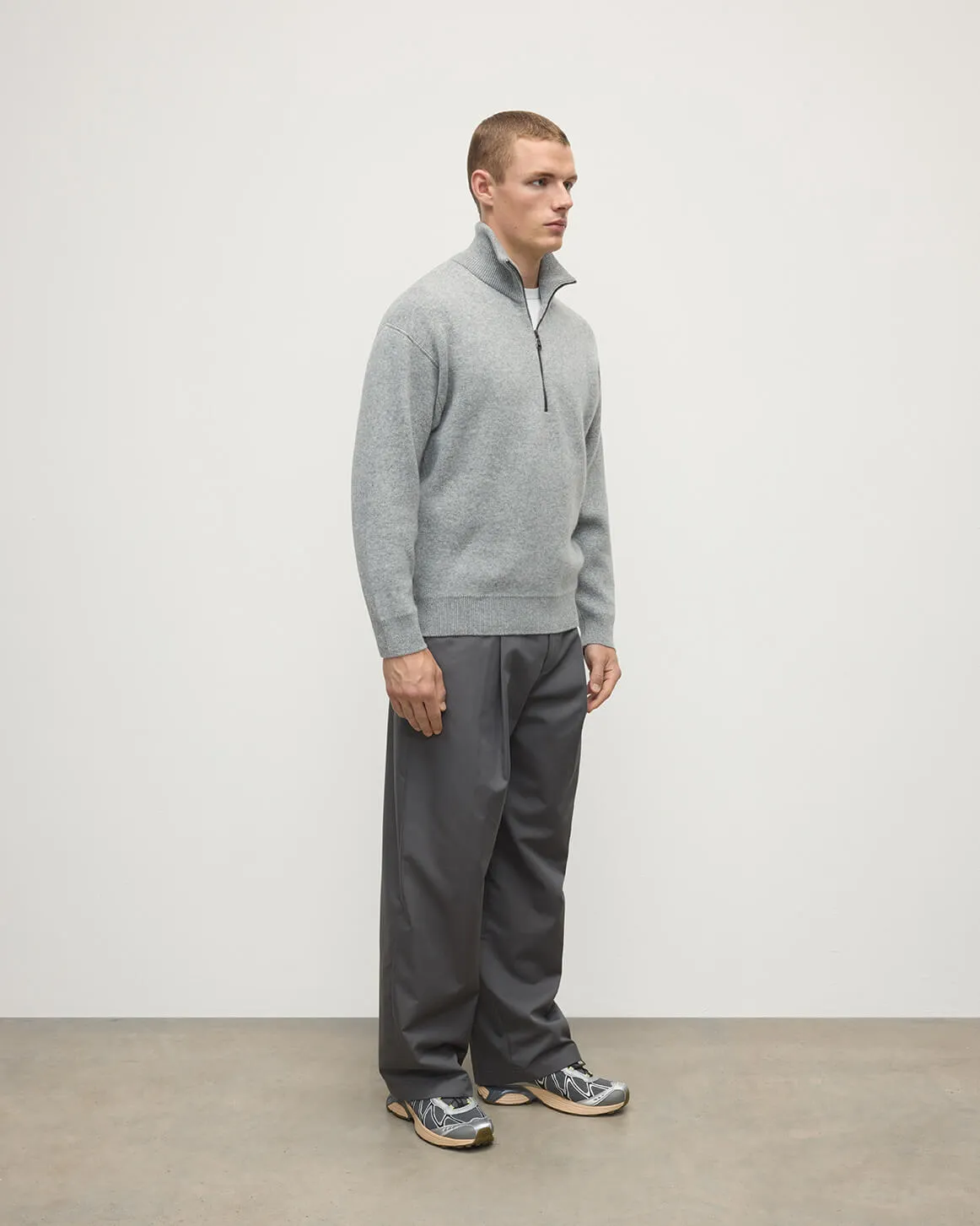 Double Face Light Grey Half Zip Jumper sold by Johnstons of Elgin product image thumbnail 3