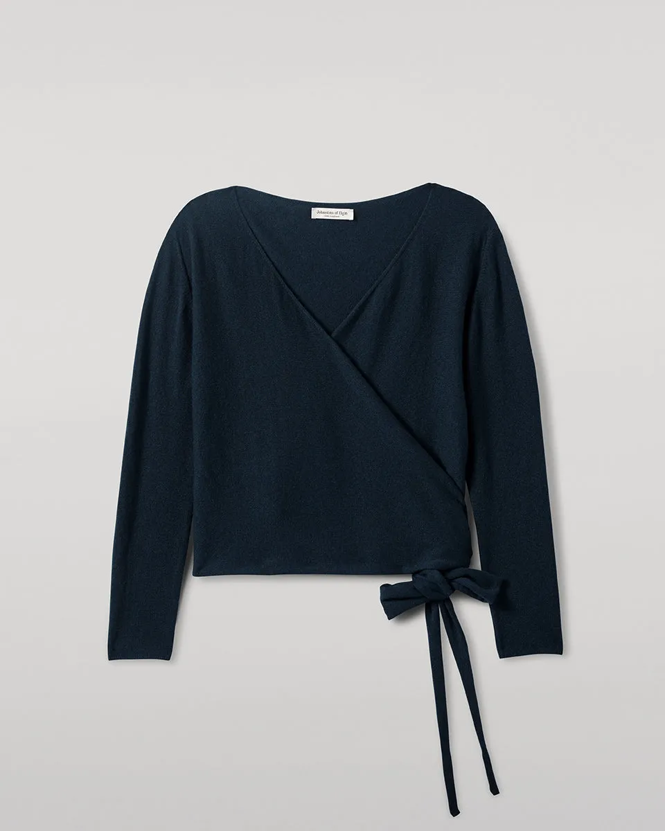 Ballet Wrap Bottle Green Cashmere Cardigan sold by Johnstons of Elgin product image thumbnail 2