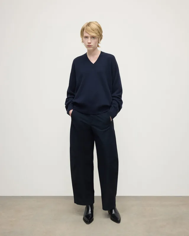 Gauzy Cashmere Dark Navy V Neck Jumper sold by Johnstons of Elgin