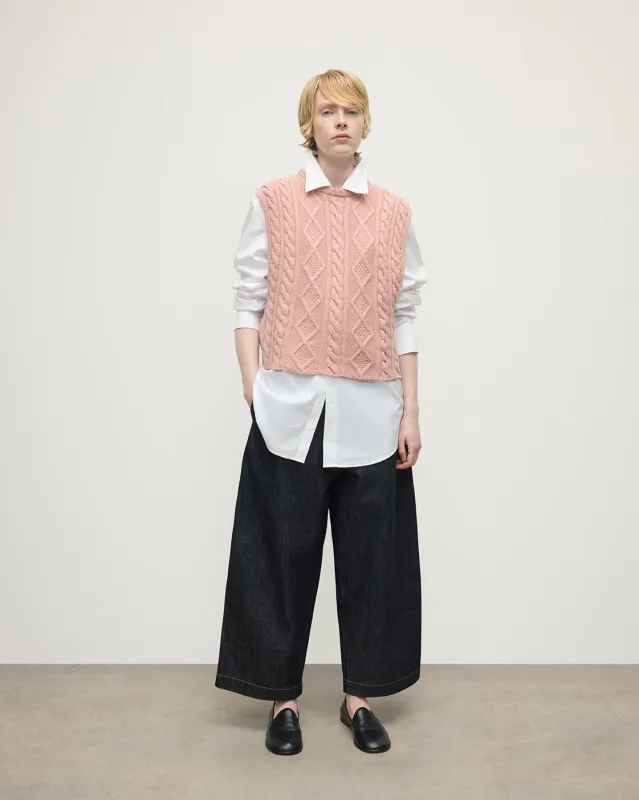 Aran Cable Pink Cashmere Tank sold by Johnstons of Elgin