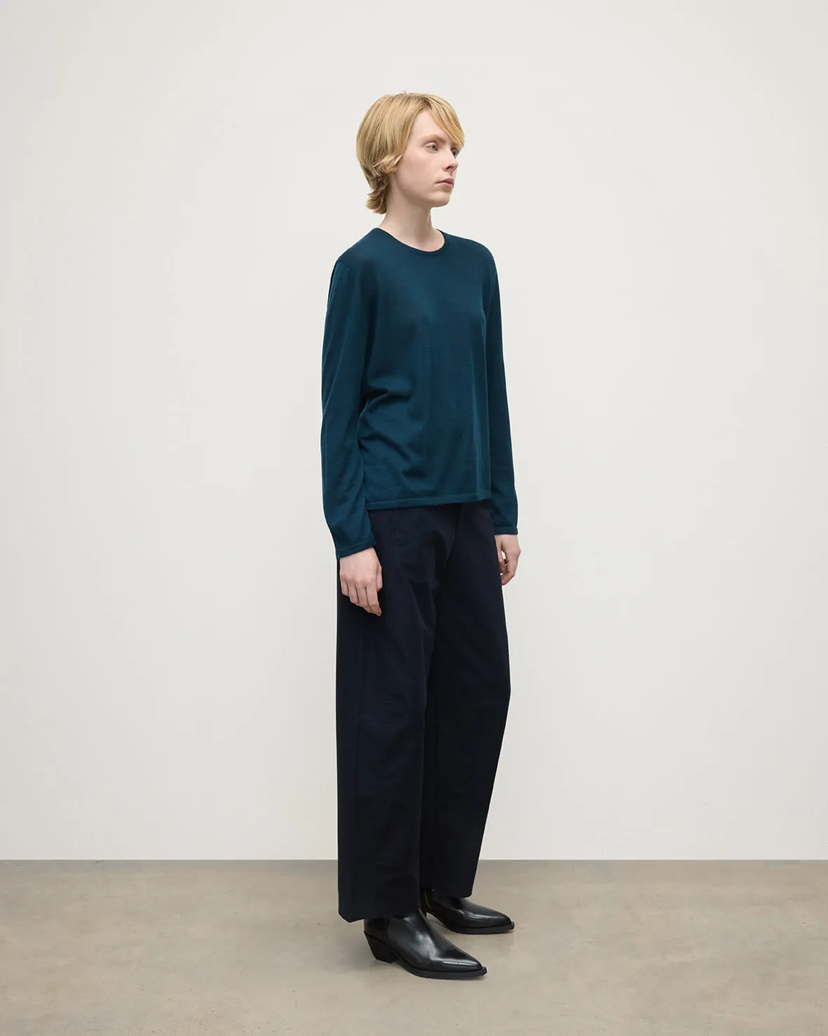 Superfine Cashmere Dark Green Jumper sold by Johnstons of Elgin product image thumbnail 3