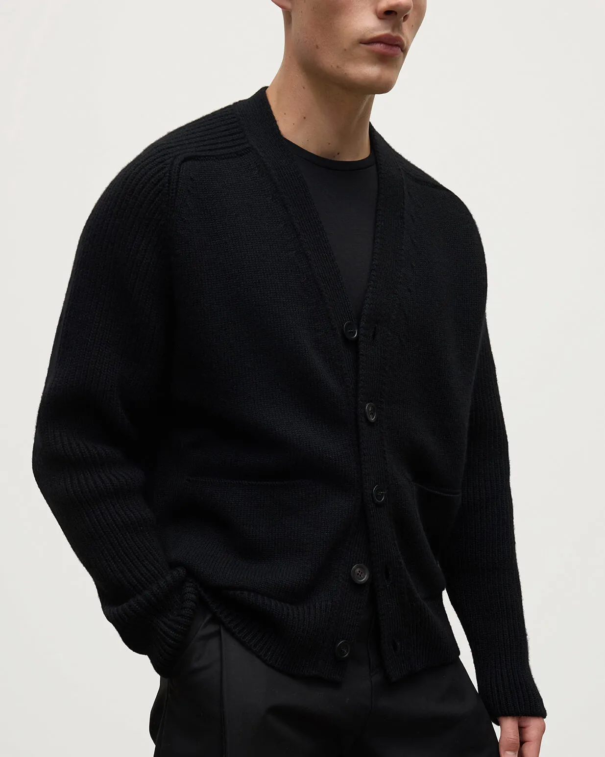 Ribbed Cashmere Black Cardigan sold by Johnstons of Elgin product image thumbnail 5