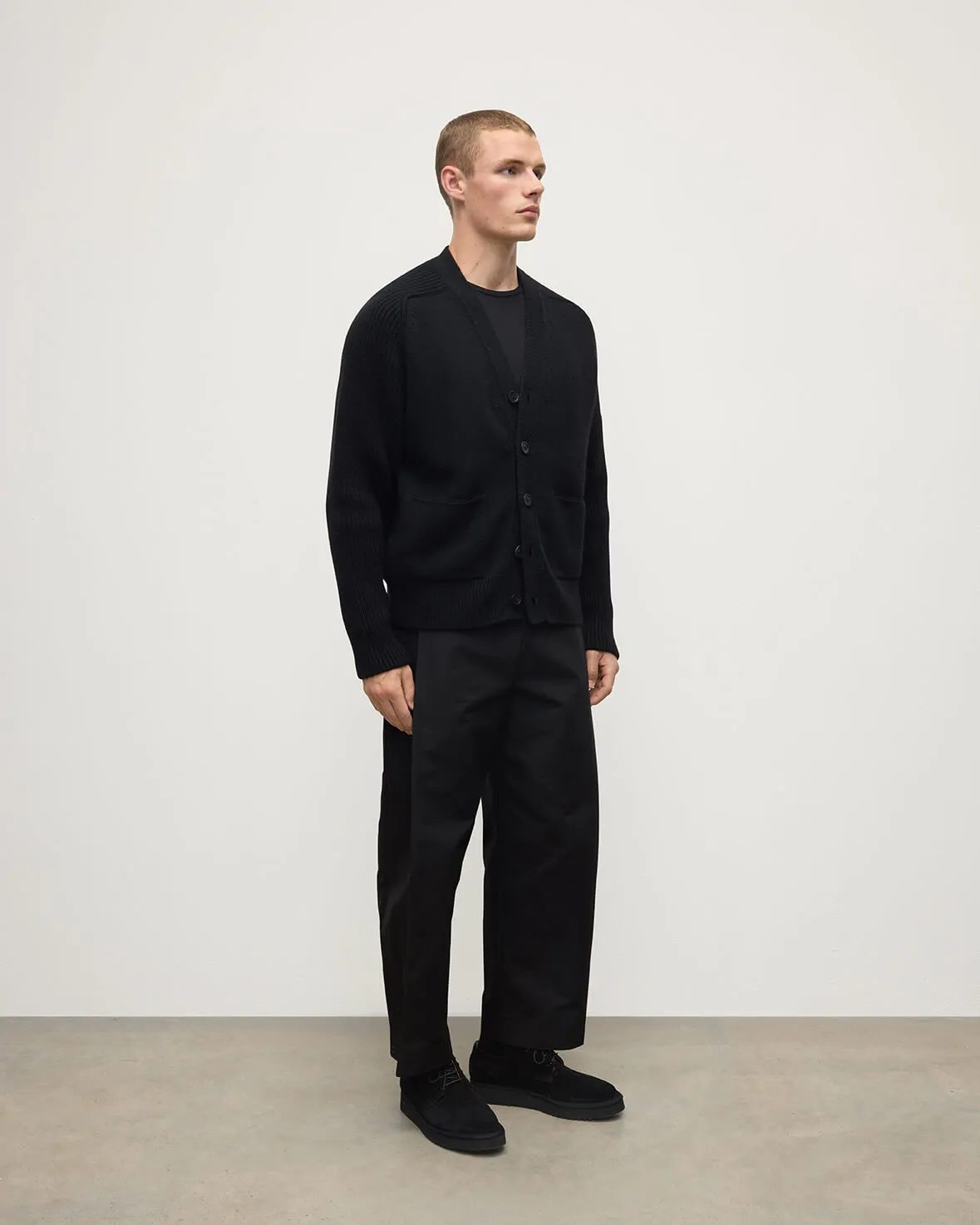 Ribbed Cashmere Black Cardigan sold by Johnstons of Elgin product image thumbnail 3