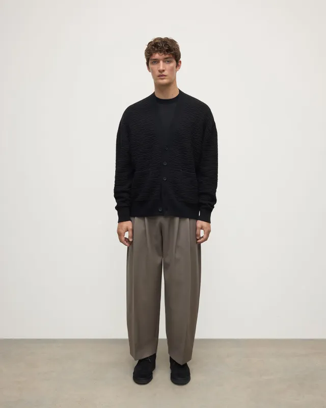 Plaited Texture Black Cashmere Cardigan sold by Johnstons of Elgin