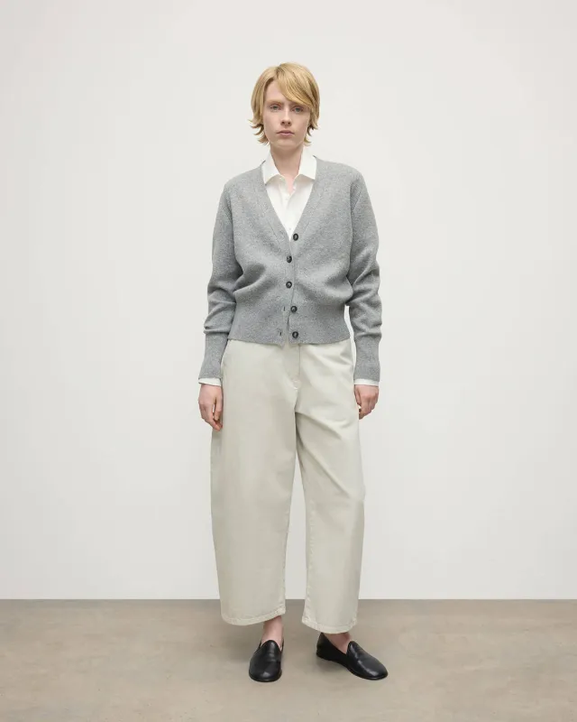 Milano Stitch Light Grey Cashmere Cardigan sold by Johnstons of Elgin