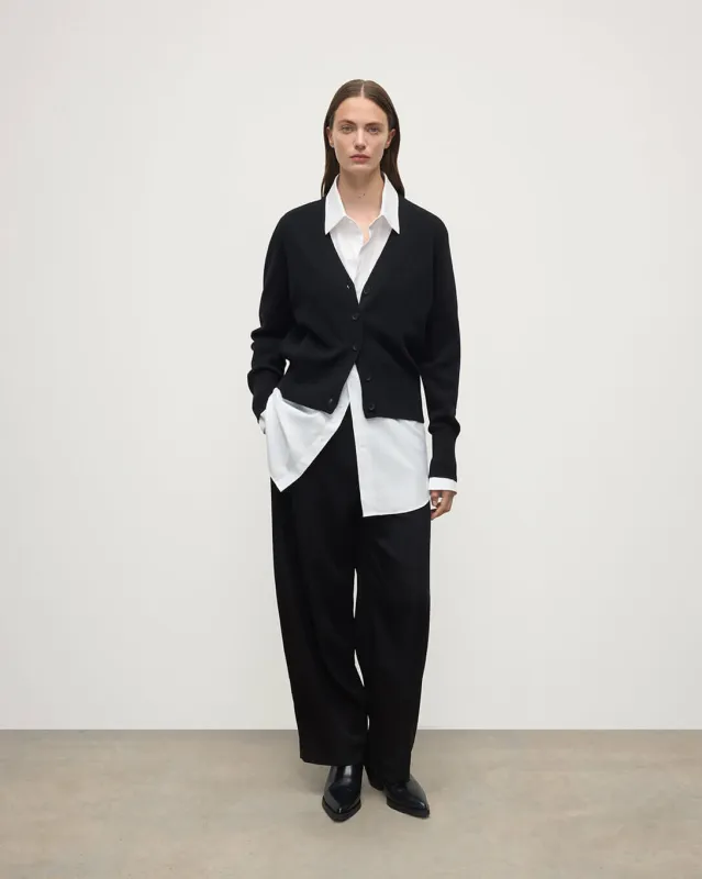 Milano Stitch Black Cashmere Cardigan sold by Johnstons of Elgin