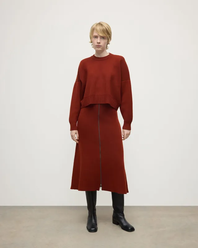 Cropped Milano Dark Red Cashmere Jumper sold by Johnstons of Elgin