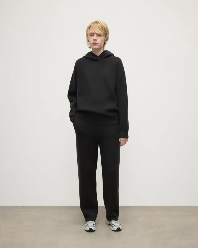 Double-Face Black Cashmere Hoodie made by Johnstons of Elgin