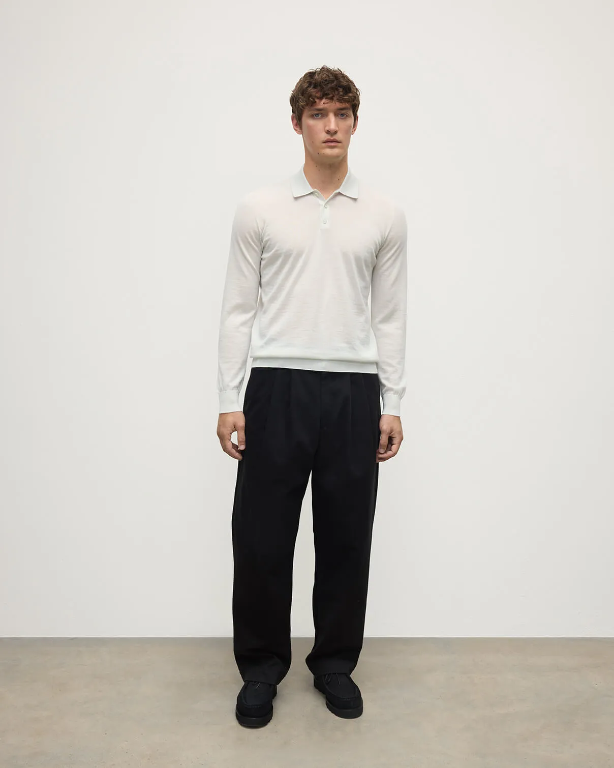 White Superfine Cashmere Polo Shirt sold by Johnstons of Elgin