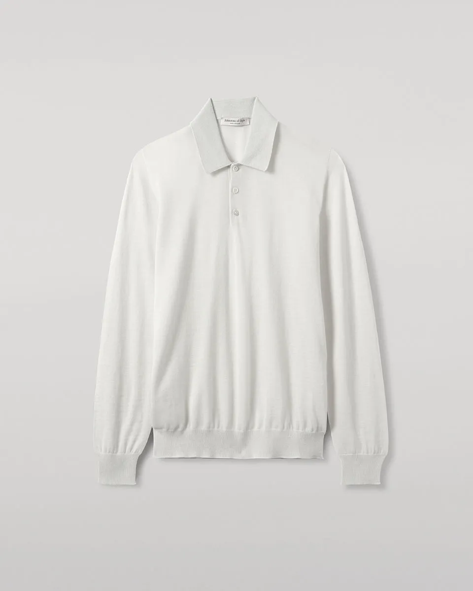 White Superfine Cashmere Polo Shirt sold by Johnstons of Elgin product image thumbnail 2