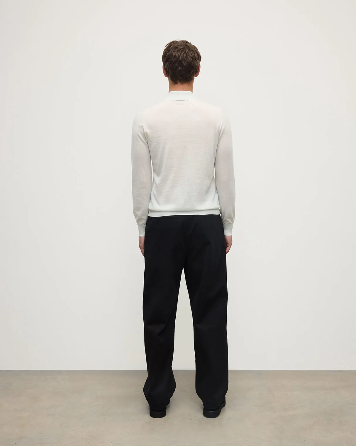 White Superfine Cashmere Polo Shirt sold by Johnstons of Elgin product image thumbnail 4